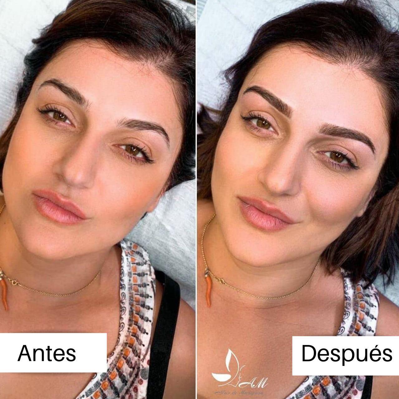 Comparativa antes y después de cejas micropigmentadas