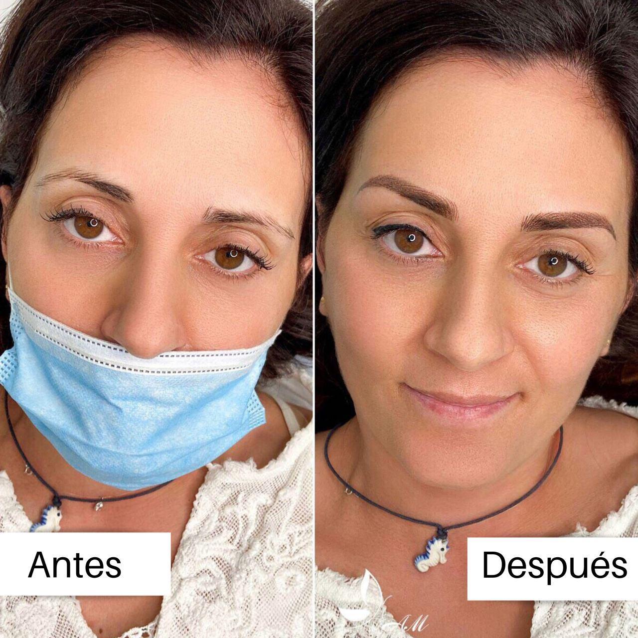 Antes y después de maquillaje permanente de ojos