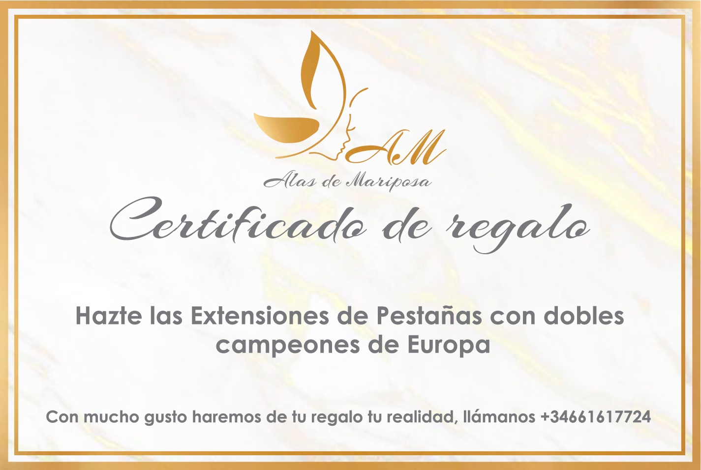 Certificado de regalo de extensiones de pestañas